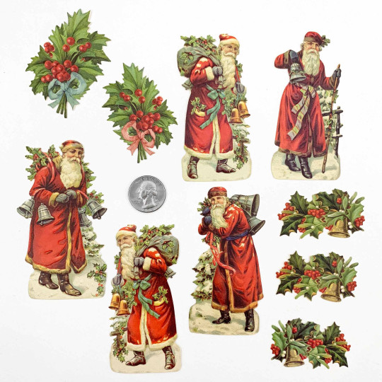 Santa and Holly Loose Christmas Paper Scrap Pack